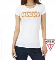 tee shirt mujer guess short sleeve genereux cotton 2013 france sm chest white